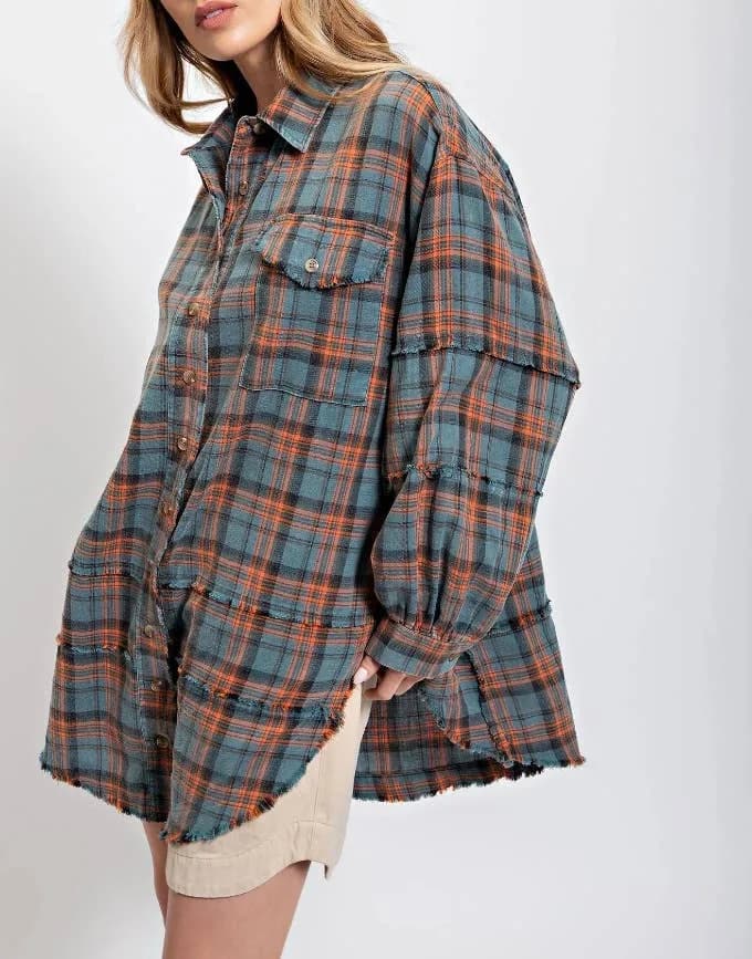 Plaid Shirt Oversized Long Shacket