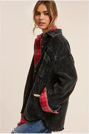 Washed Corduroy Oversized Fall Winter Shacket by La Miel