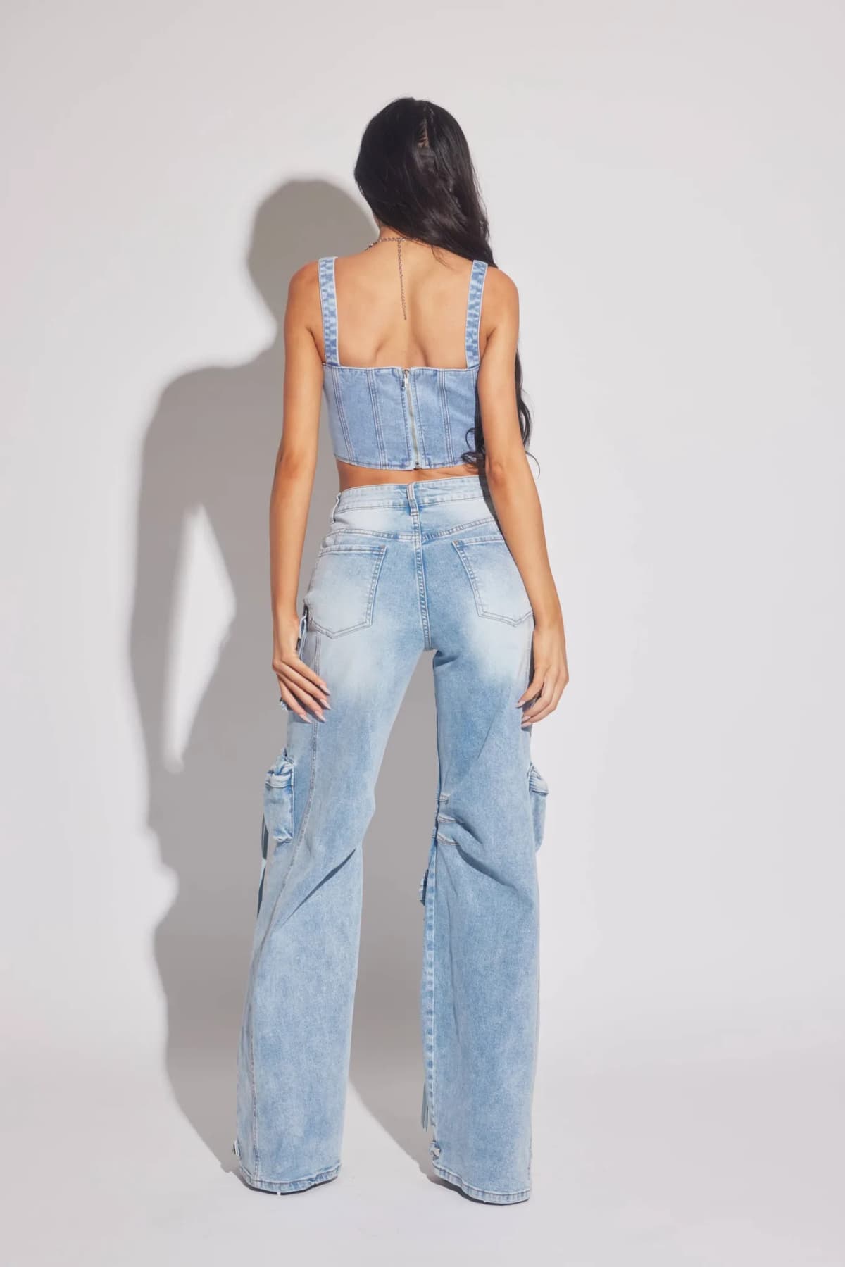 Light Washed Cargo Jeans by WFFS