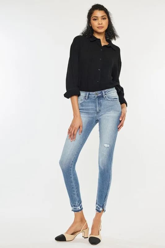 High Rise Skinny Ankle Jeans Light Wash by KanCan