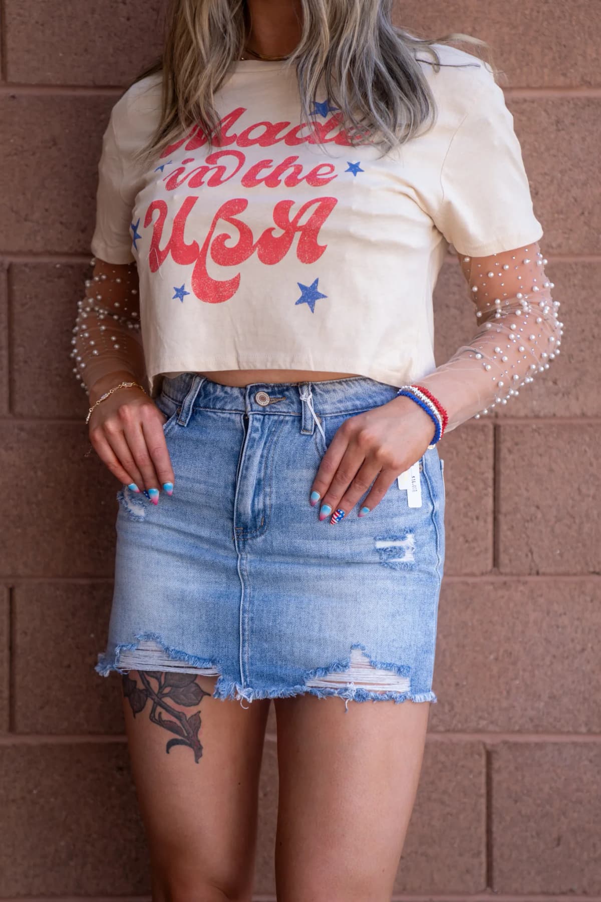 Denim Frayed Bottom Mini Skirt KanCan