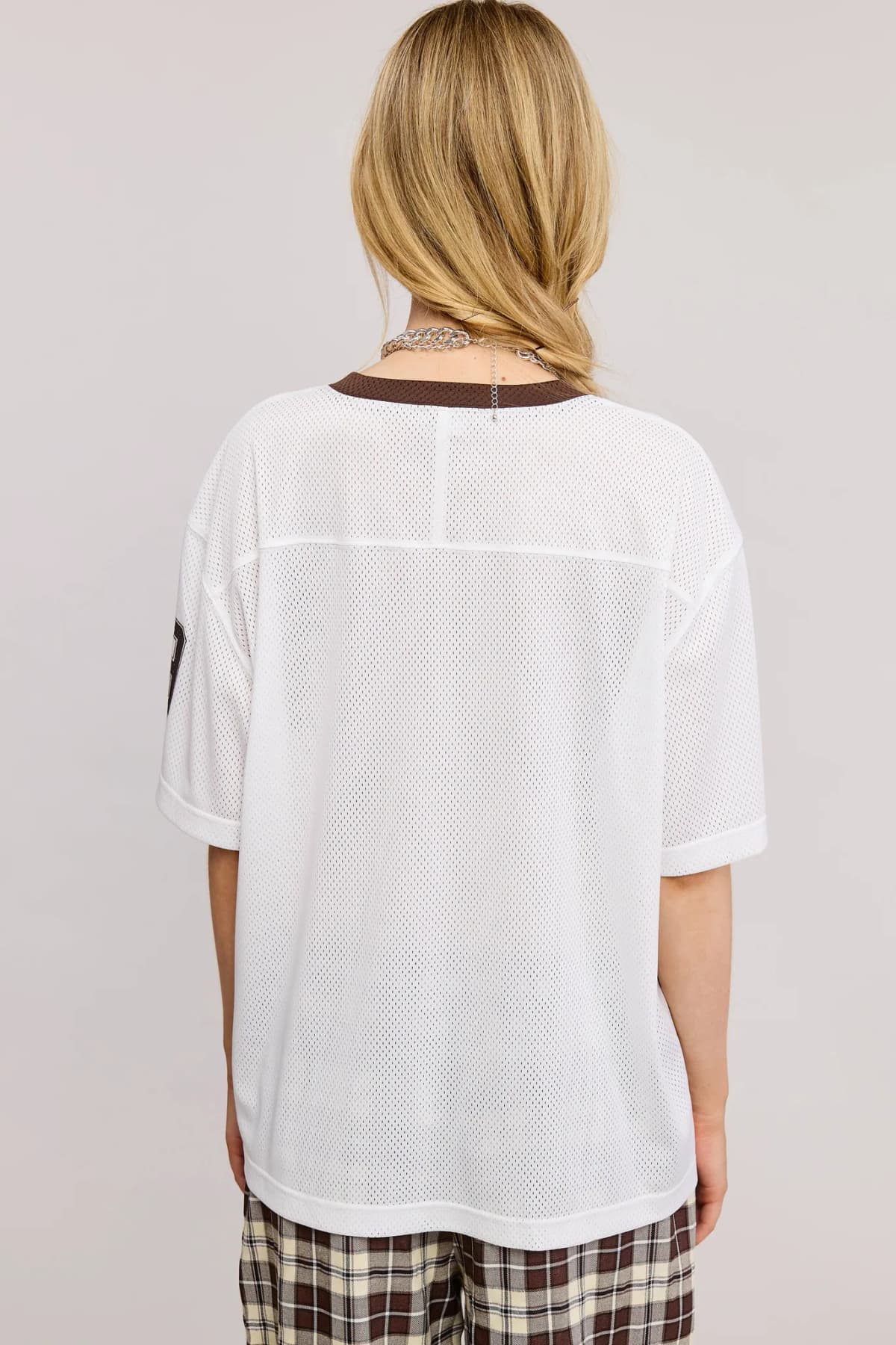 V Neck Sporty Jersey Shirt Top With Printed 89