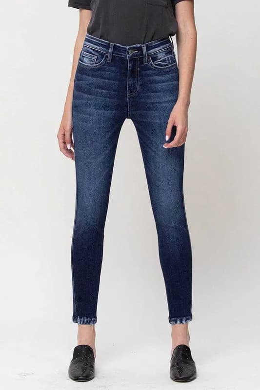 Catch The Breeze High Rise Forward Outseam Crop Skinny Jean by Flying Monkey