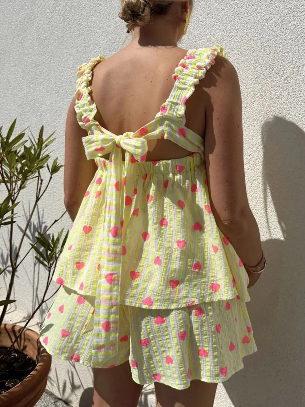 Striped Heart Cami Top and Shorts Set Multiple Prints