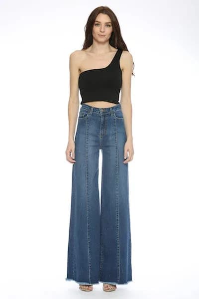 Western Wide Leg Denim Jeans by O2 Denim Multiple Colors