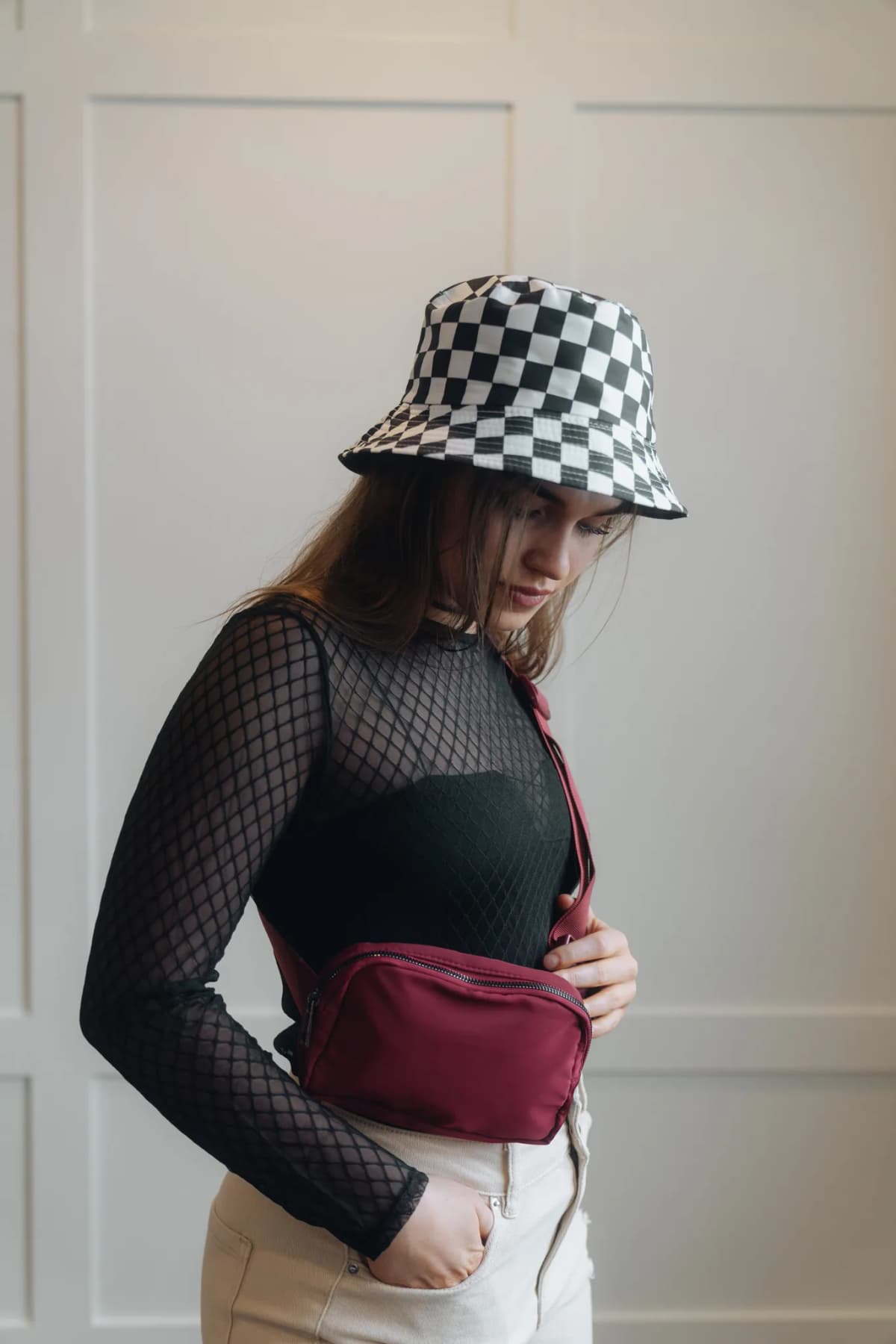 Lattice Mesh Round Neck Long Sleeve Bodysuit