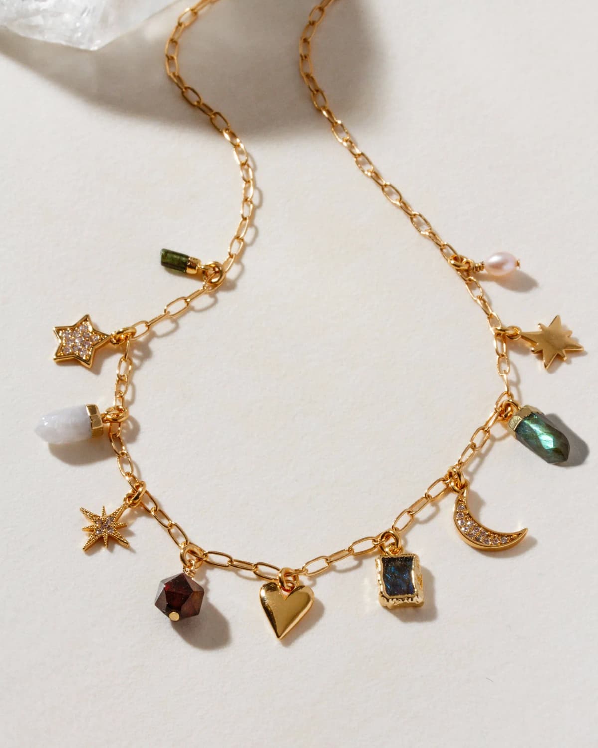 Luna Norte Twilight Trinket Charm Necklace- Labradorite Multistone