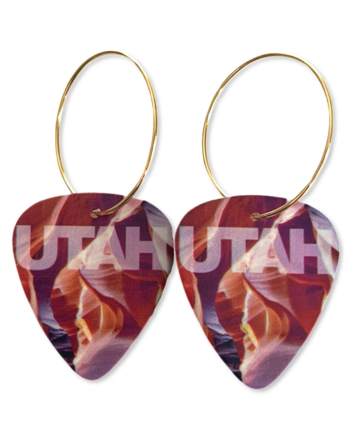 14k Gold Filled Utah Canyon Single Guitar Pick Earrings (50mm)