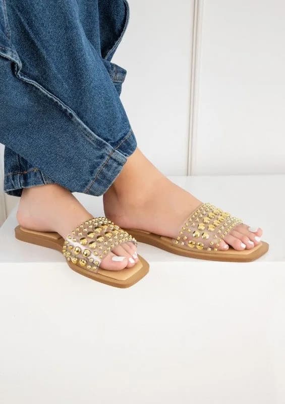 Gia Summer Sandals with Studs Flats In Multiple Colors