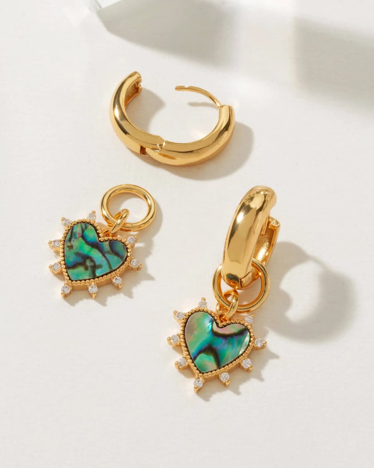 Luna Norte Dolce Cuore Charm Huggie Hoop Earring - Abalone
