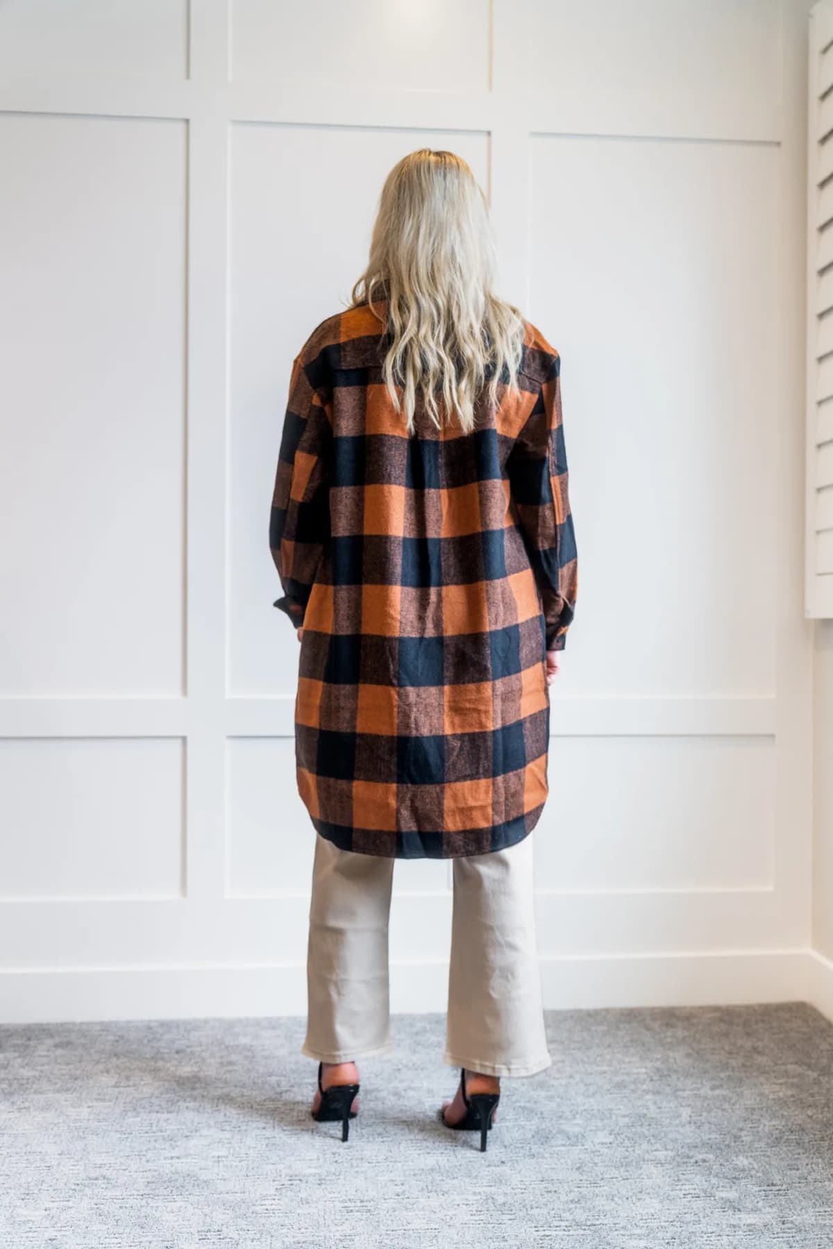 Plaid Flap Pocket Long Shacket by La Miel