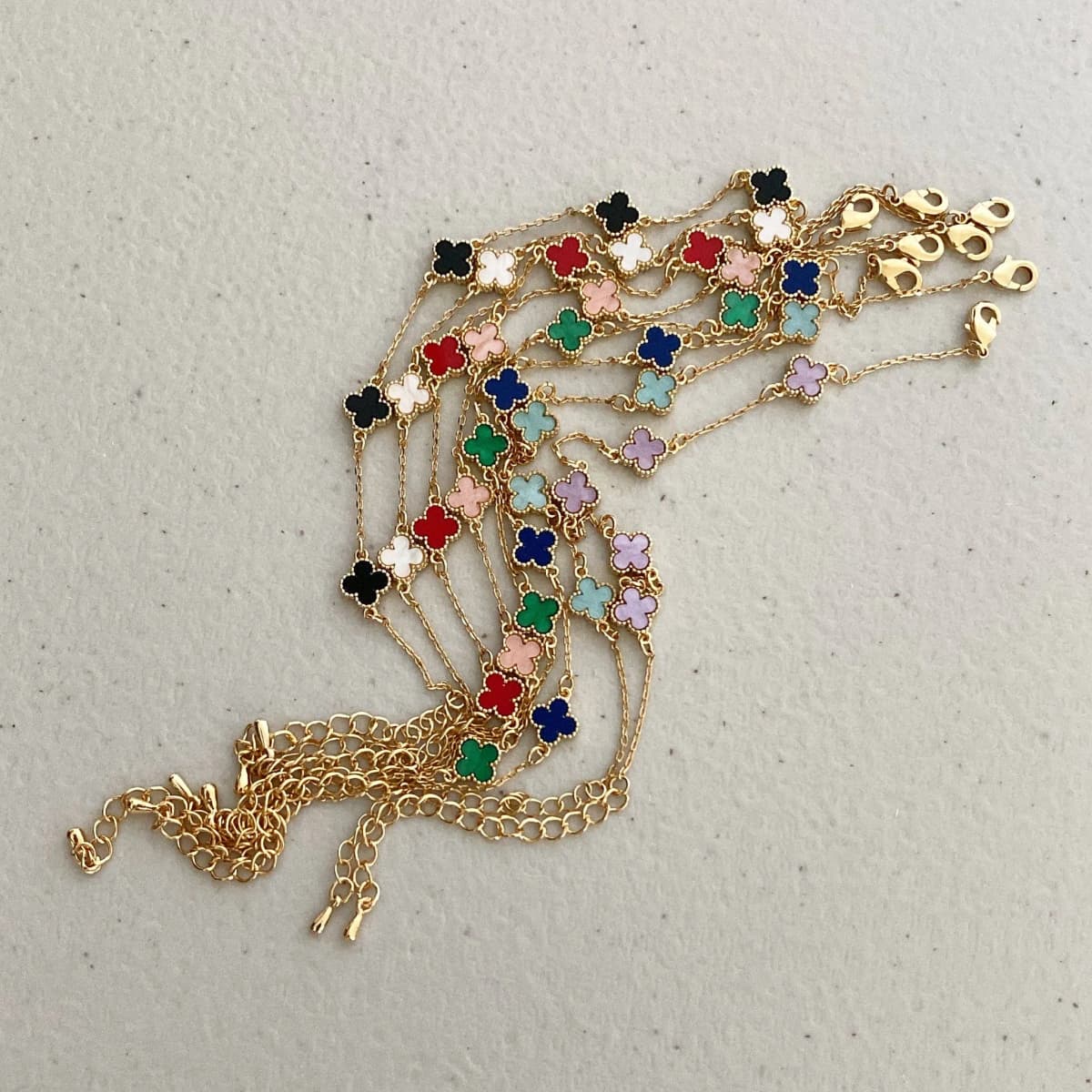 Gold Clover Leaf Mini Bracelet Multiple Colors