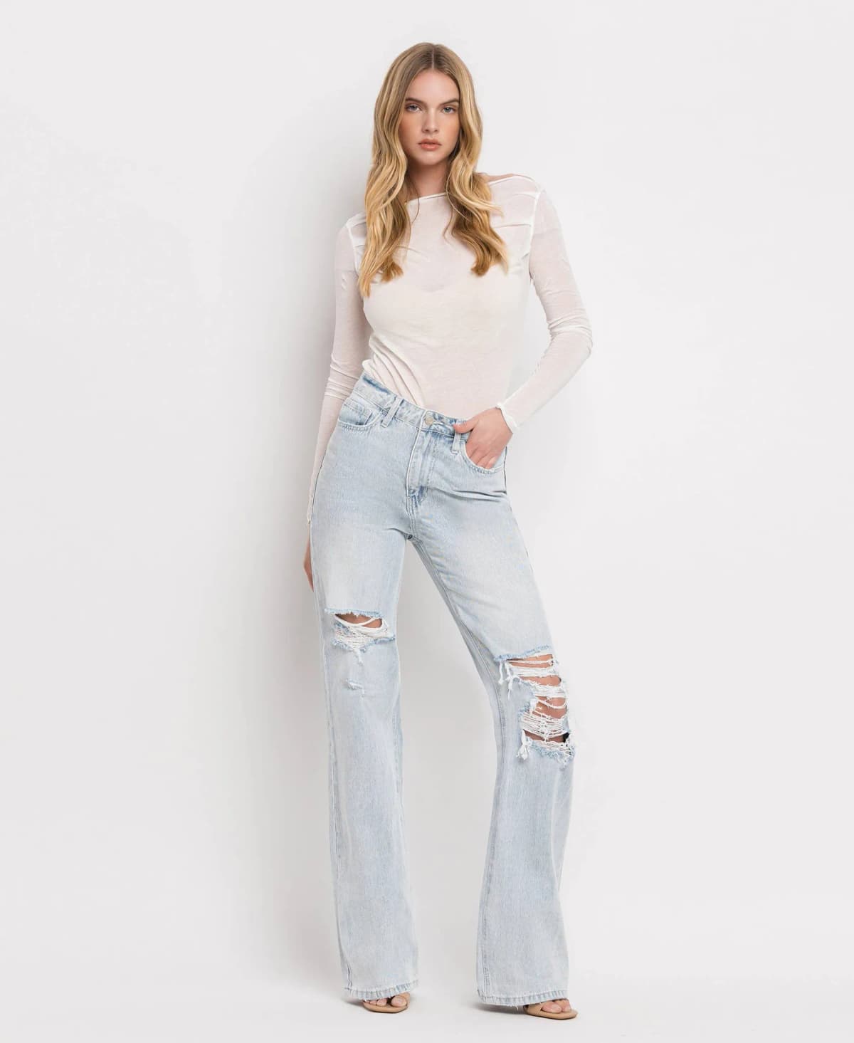 Leslie Avenida 90's Vintage Super High Rise Flare Jeans Vervet by Flying Monkey