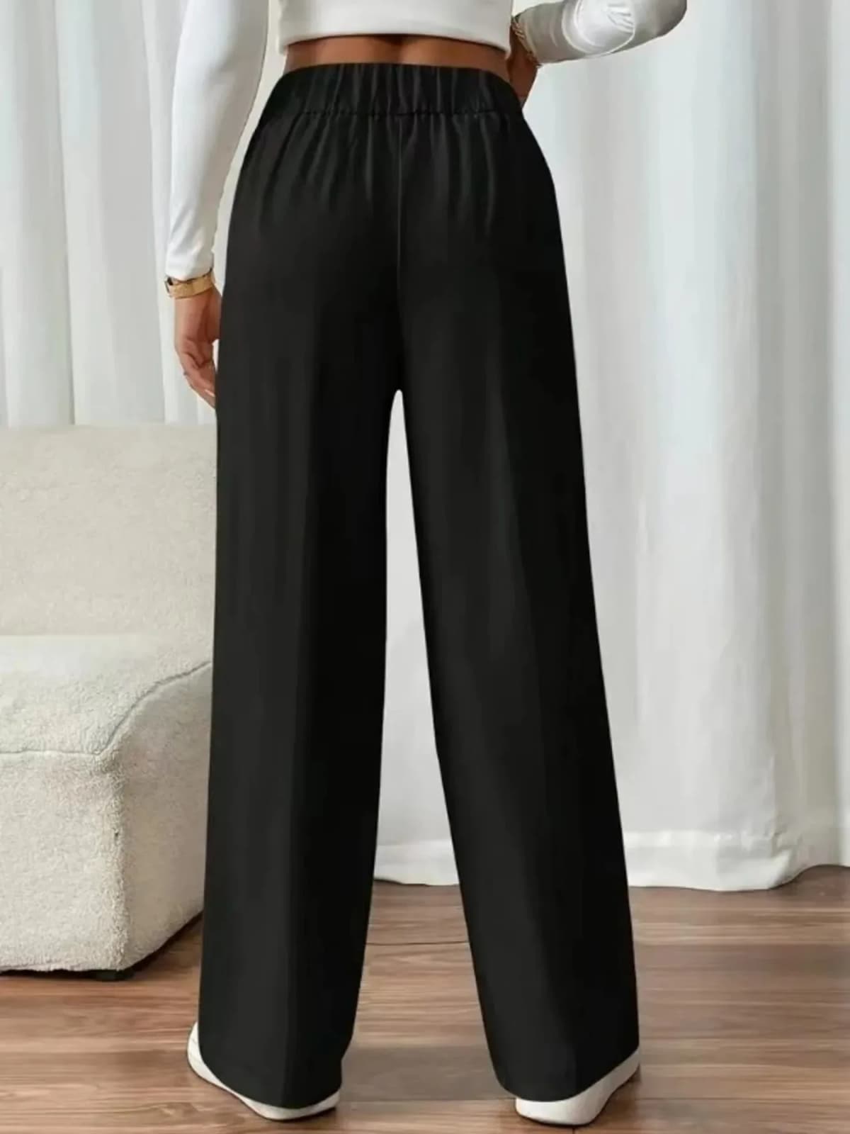 Black High Waist Wide Leg Pants