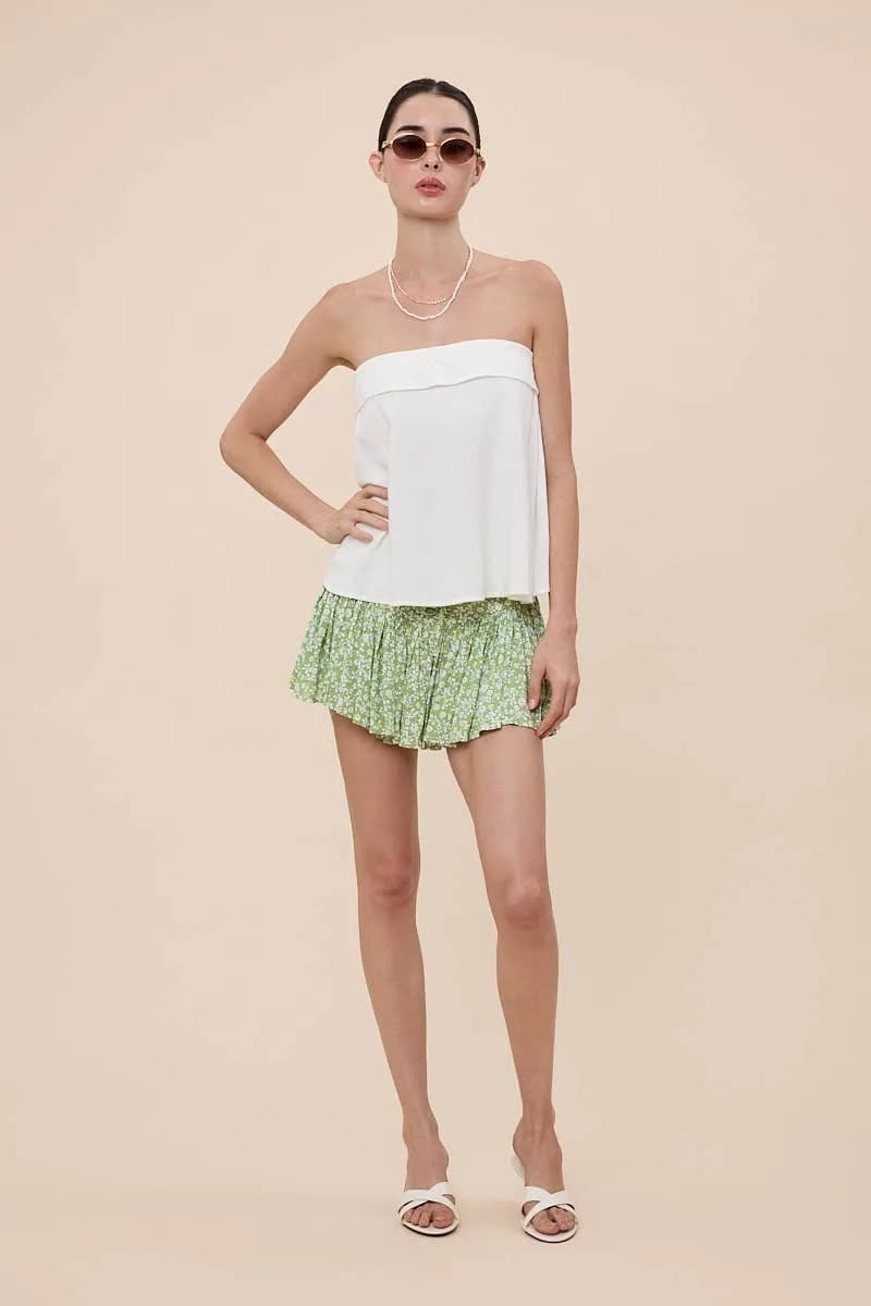 Vivid Ditsy Floral Corset Crossed Tie Mini Skort by Sky To Moon