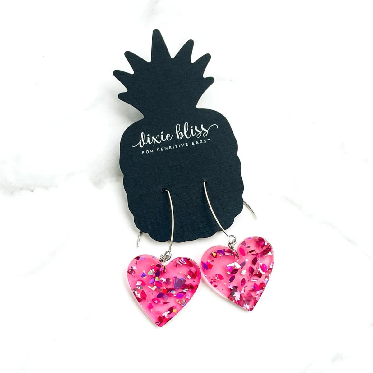 Pink Fullest Heart V Hook Earrings