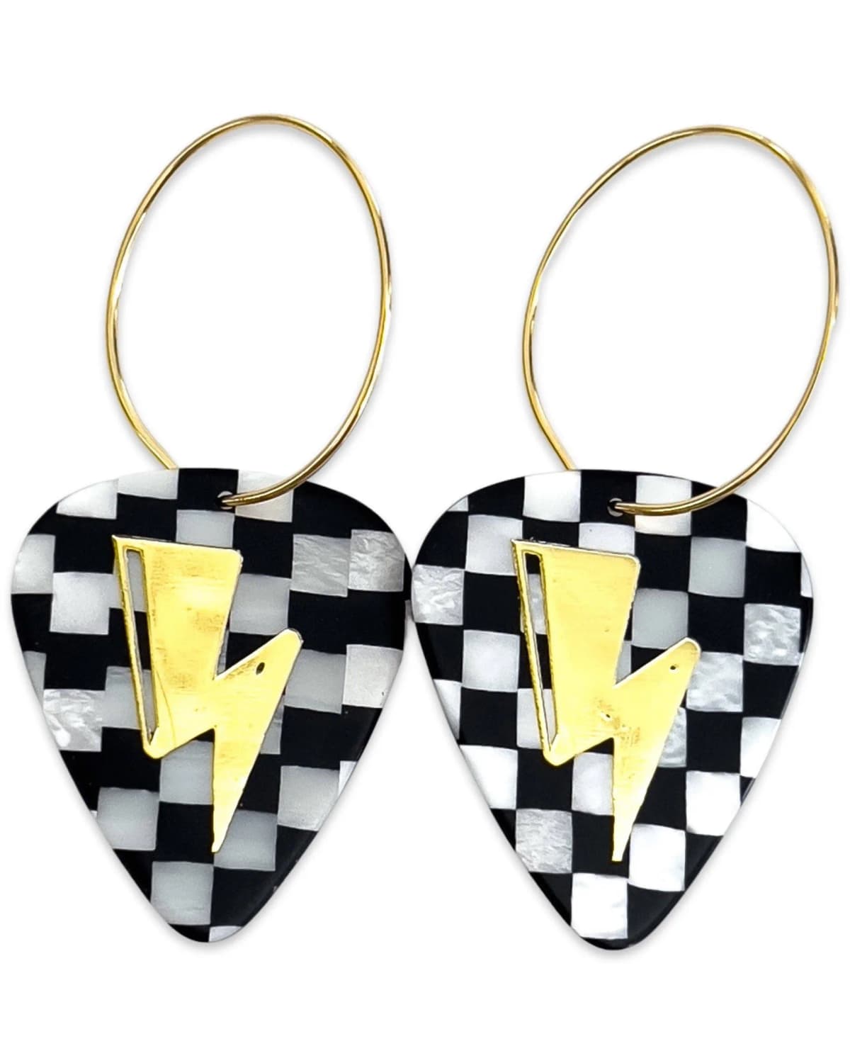 Electric Love Checkerboard Reversible Single Earrings Groupie Love