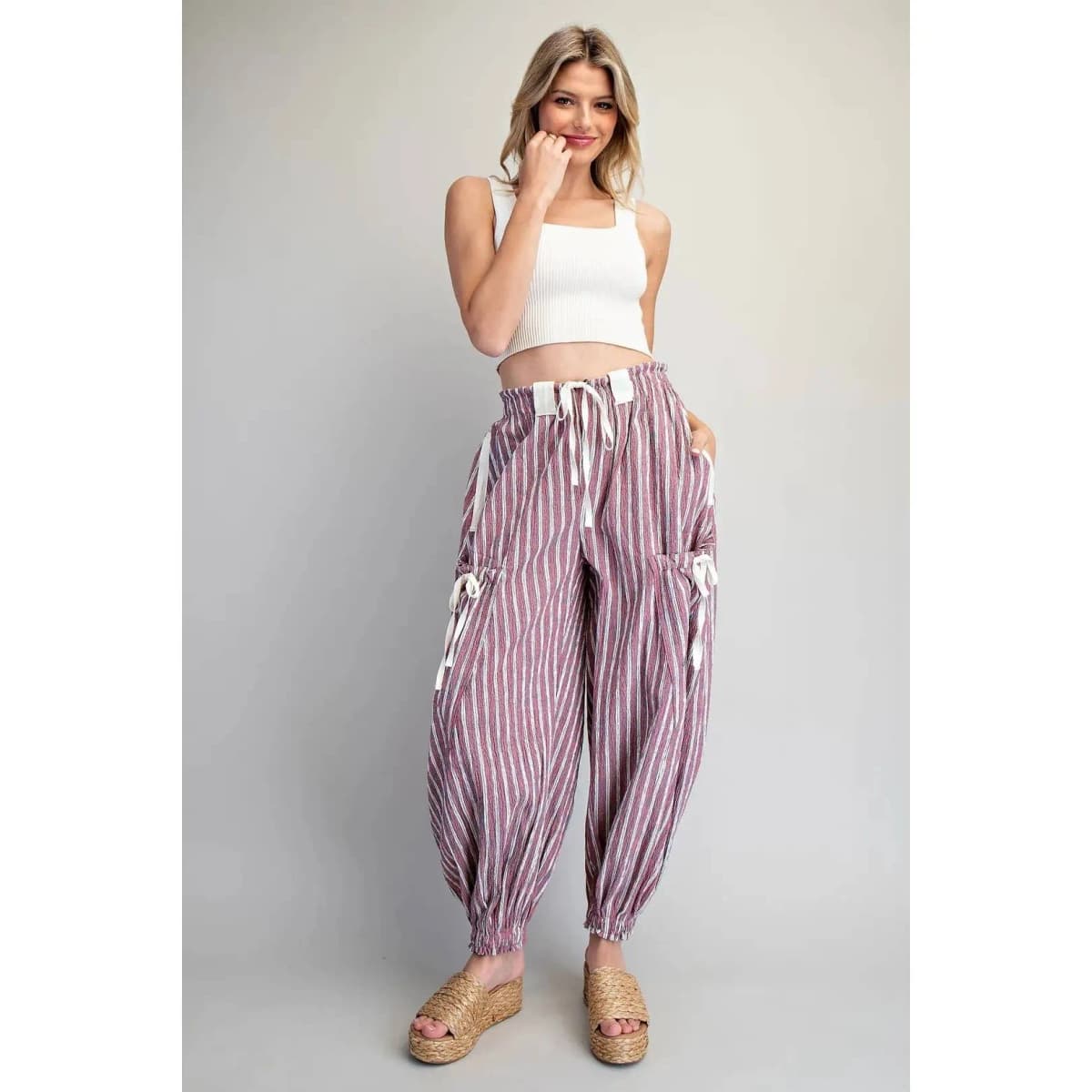 New* Cherry Striped Cargo Pants