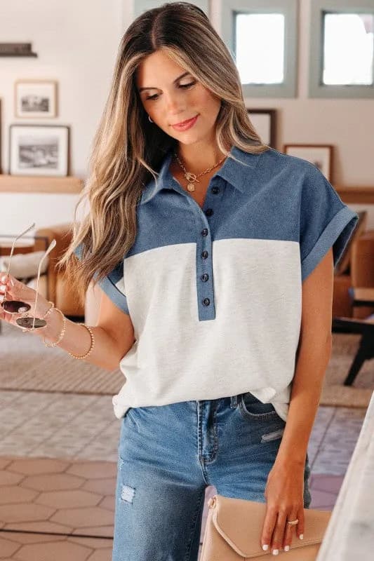 Ivey Collar Short Sleeve Top