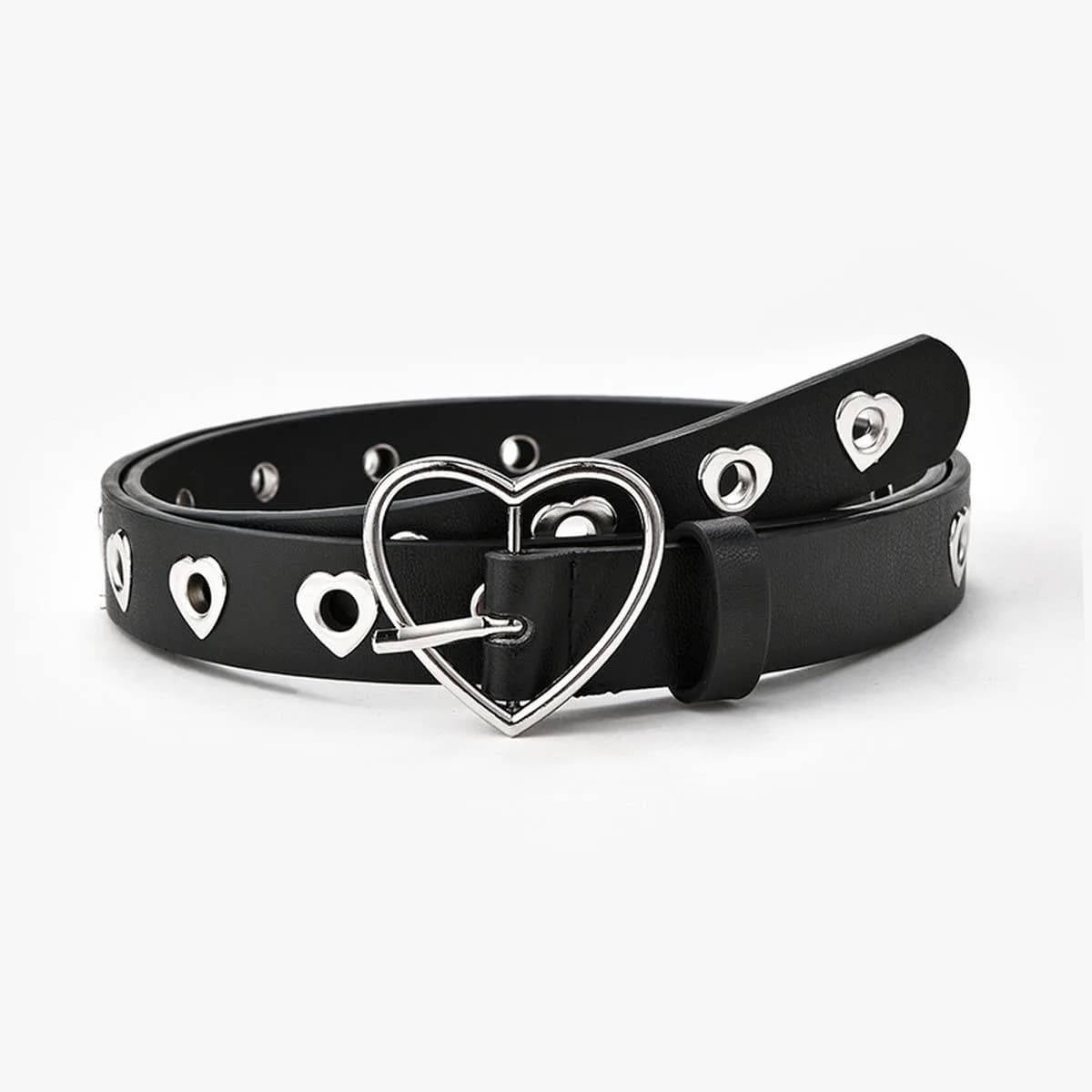 Fashionable Heart Buckle Decorative Belt (Black)