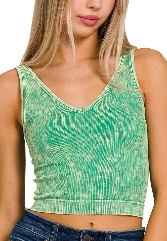 Washed Ribbed Cropped Tank Top Zenana (Purple)