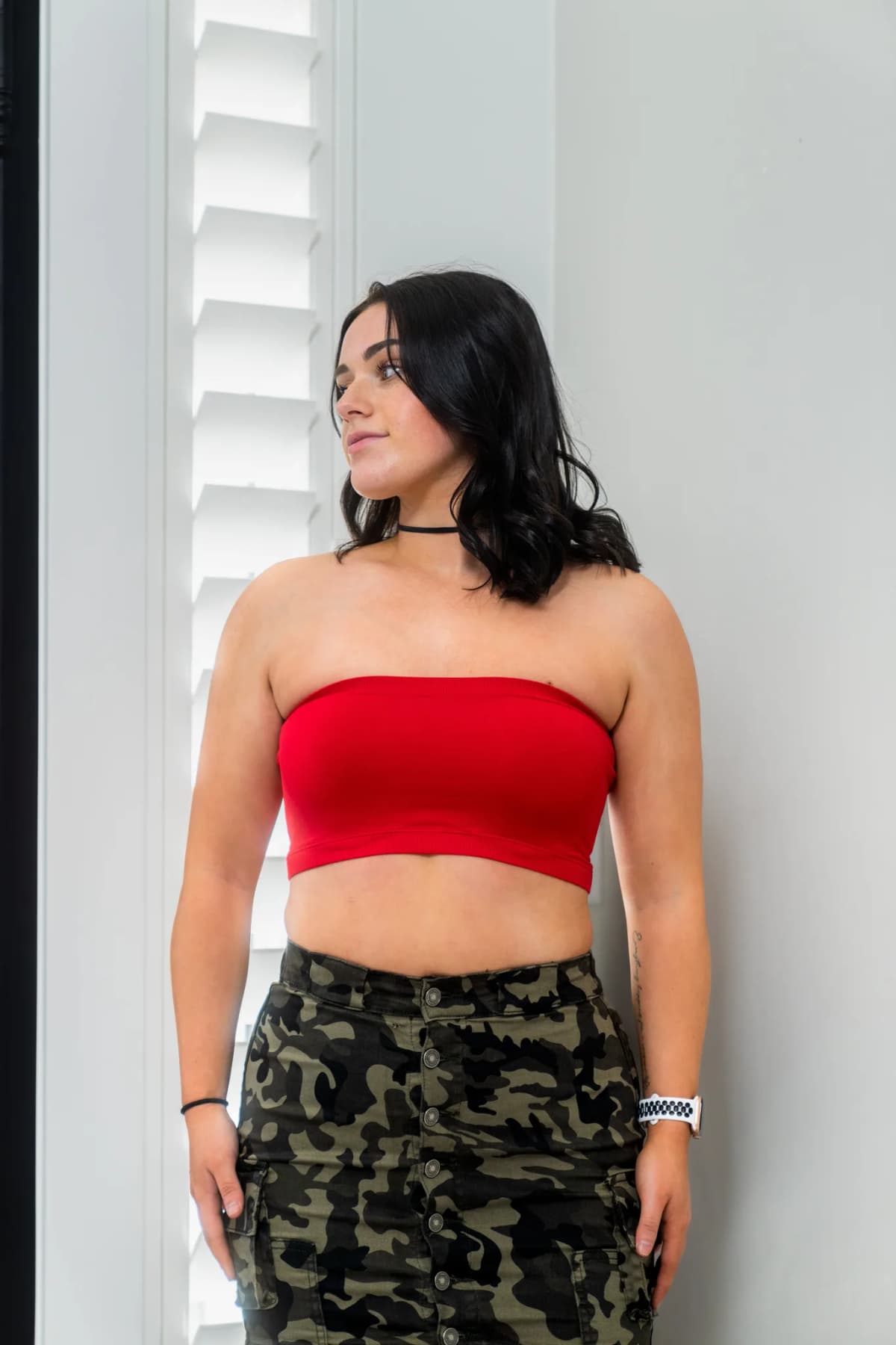Button Down Mini Camo Skirt KanCan