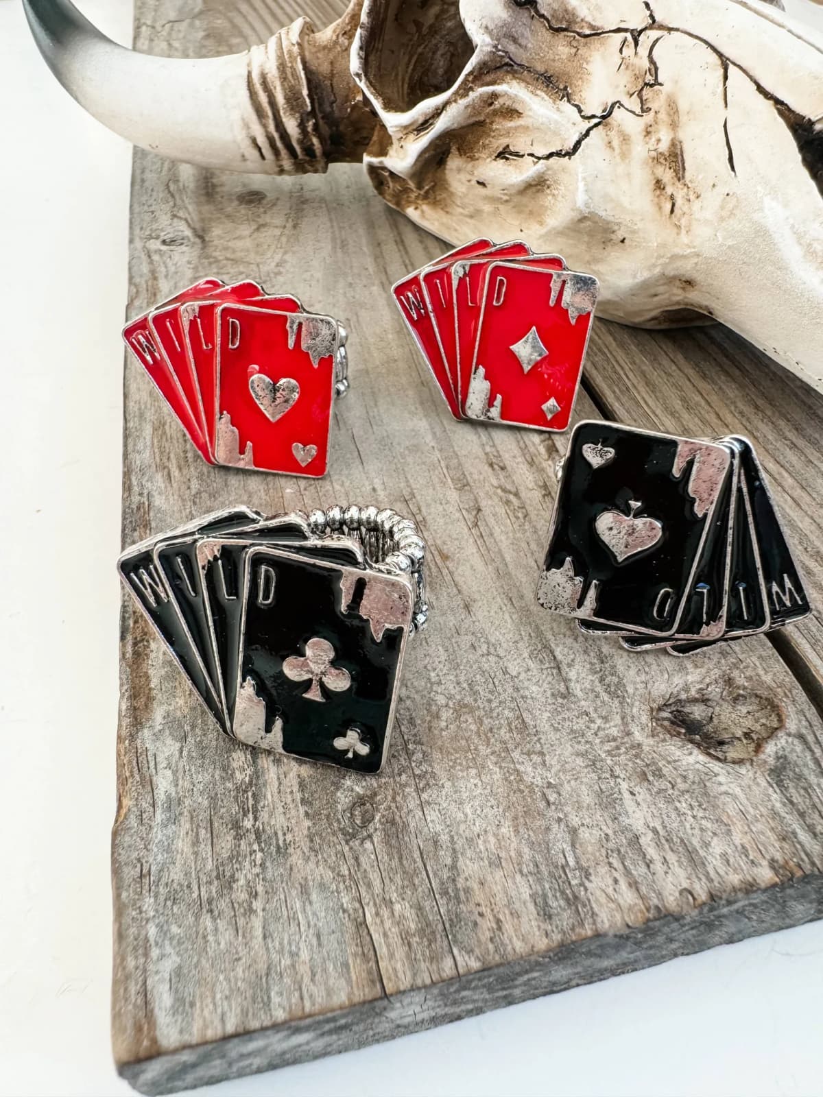 Western Ajustable Ring - Spade Clover Heart Diamond