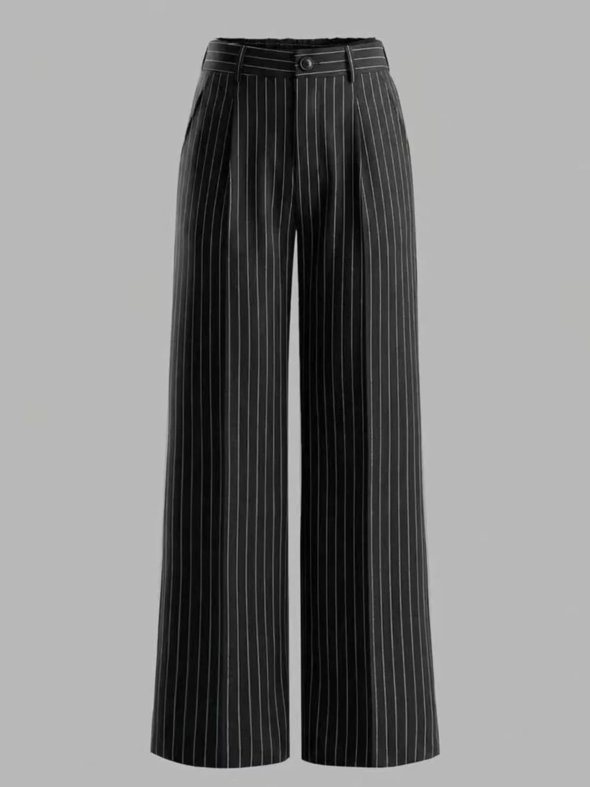 High-Waisted Striped Wide-Leg Pants