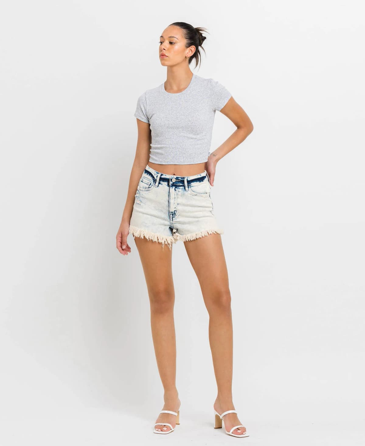 Super High Rise Stretch Mom Shorts Vervet by Flying Monkey