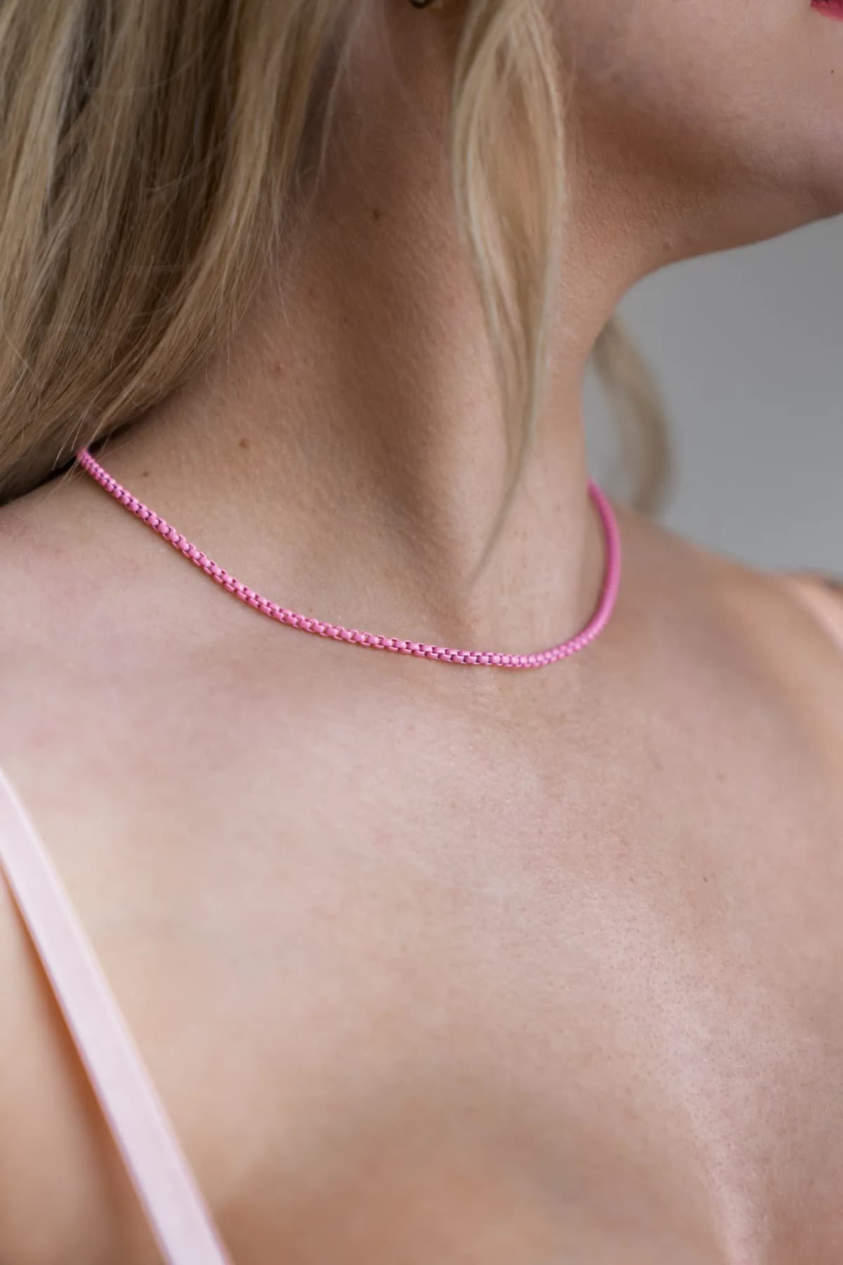 Enamel Colored 3mm Box Chain Luxus Accessories