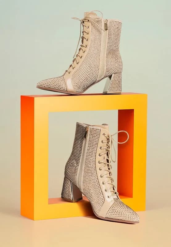 Calla Rhinestone Embellished Ankle Boots