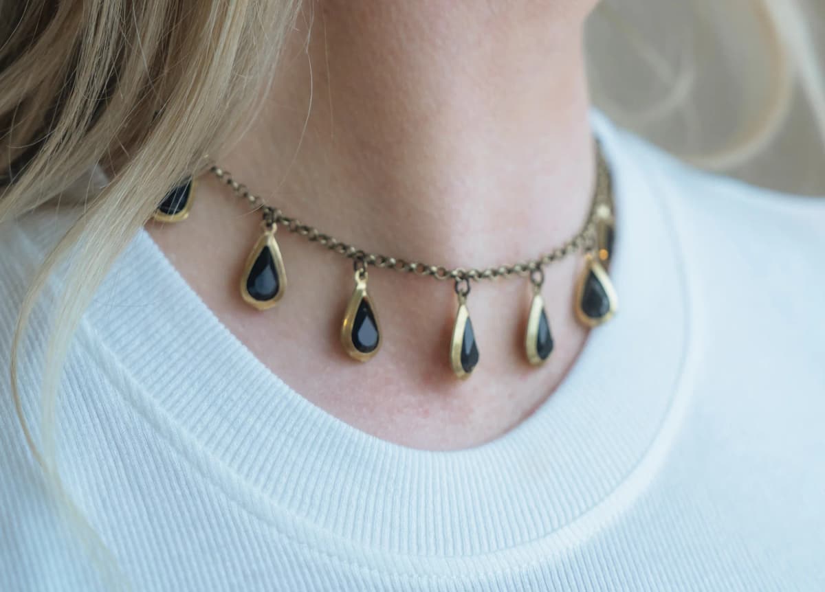 Jet Black Teardrop Jewel Choker My Store