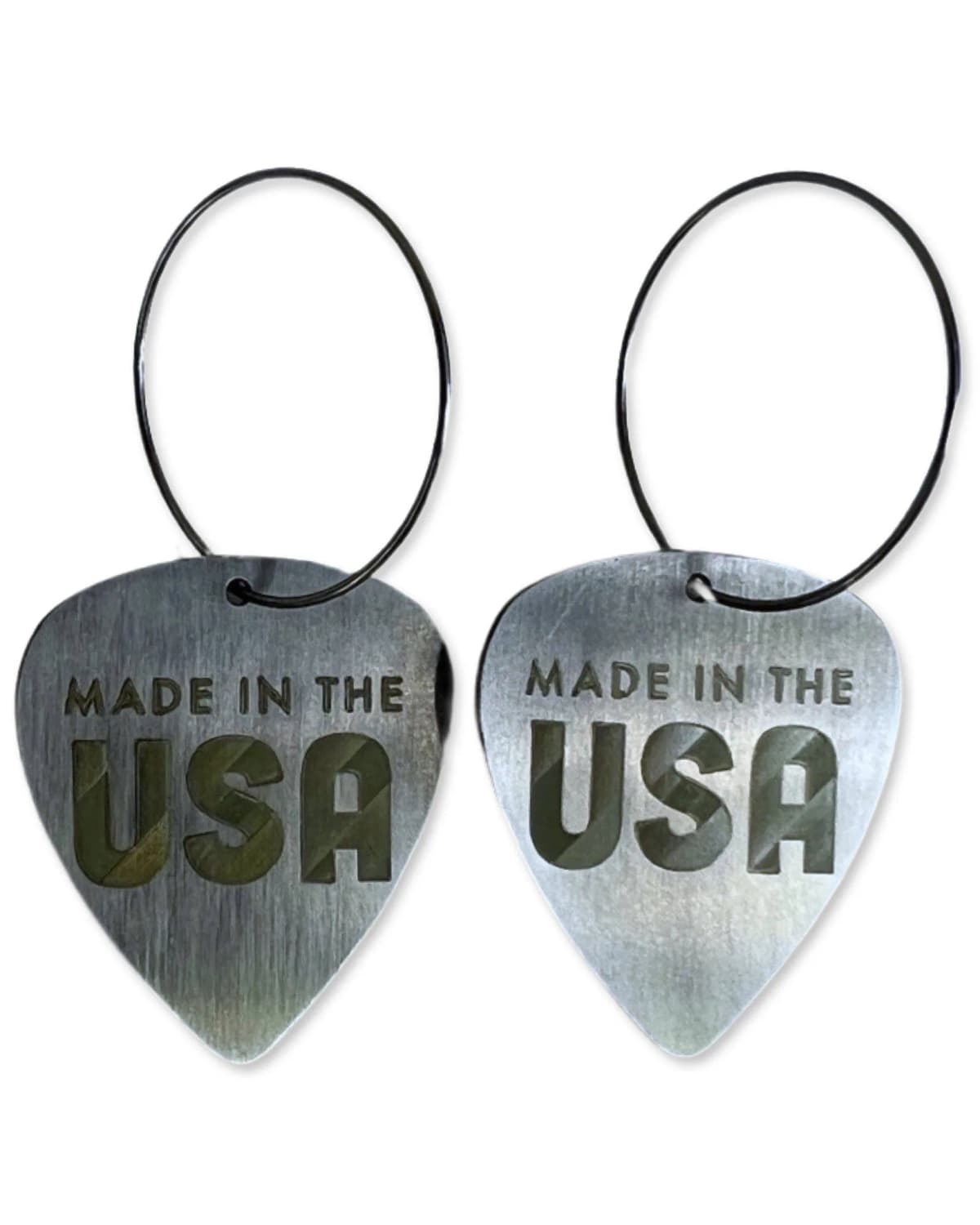 Made in the USA Steel Single Guitar Pick Hoop Earrings 50mm