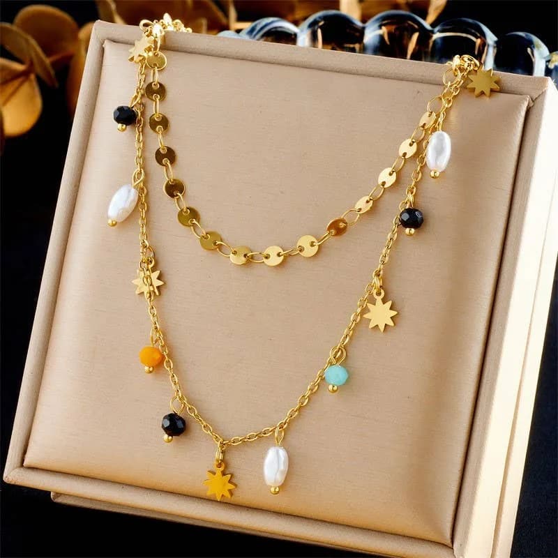 18K Stainless Steel Tarnish Free Seedbead Necklace