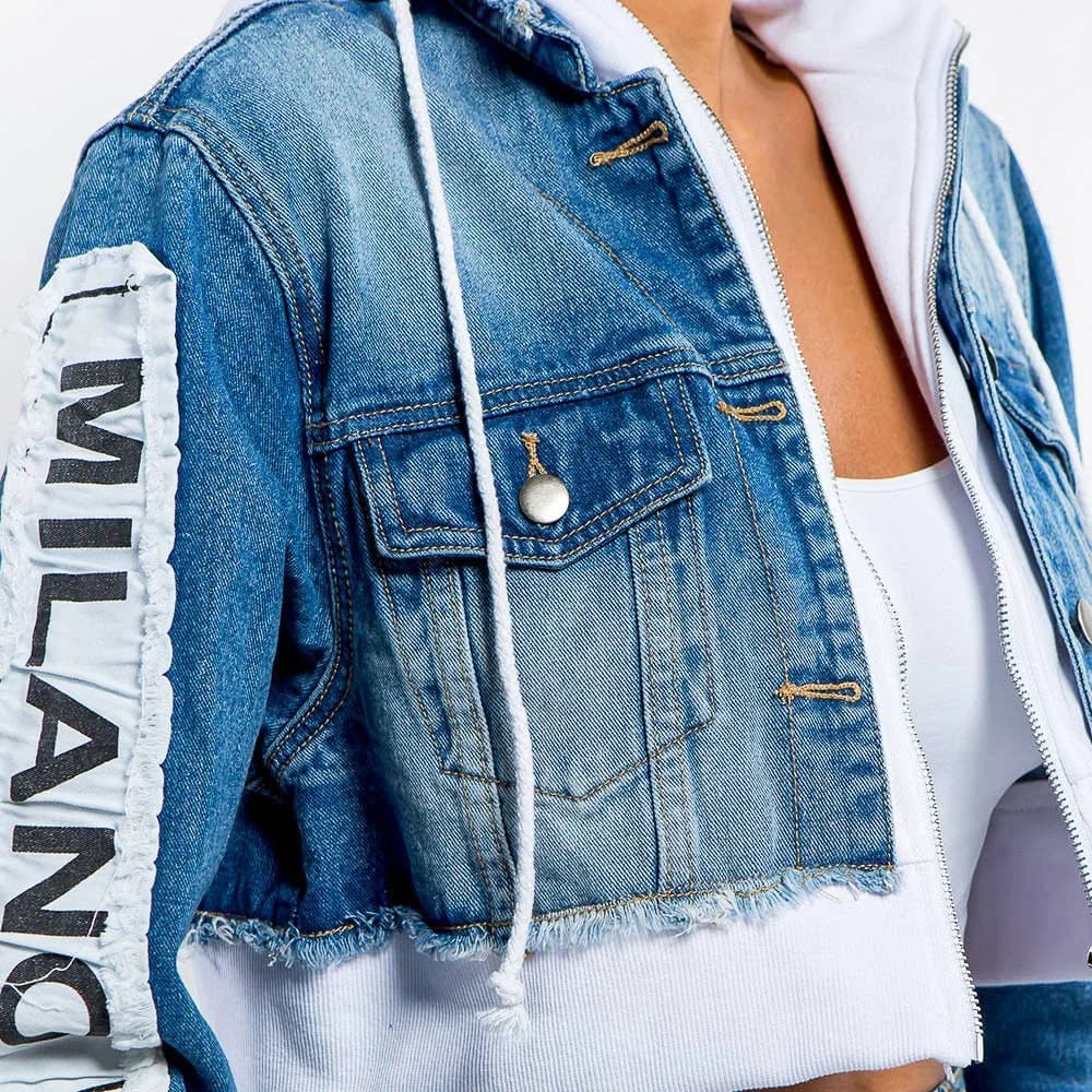 Tour Patch Denim Jacket with Hoodie