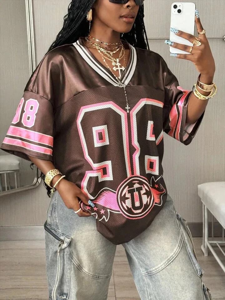 Brown and Pink Mesh Number 98 Jersey