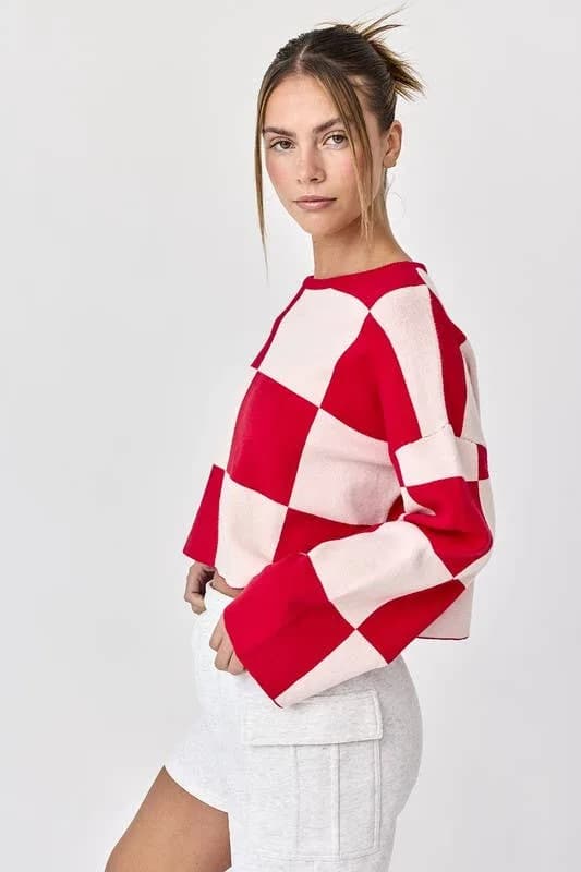 Sarah Red Checkered Top