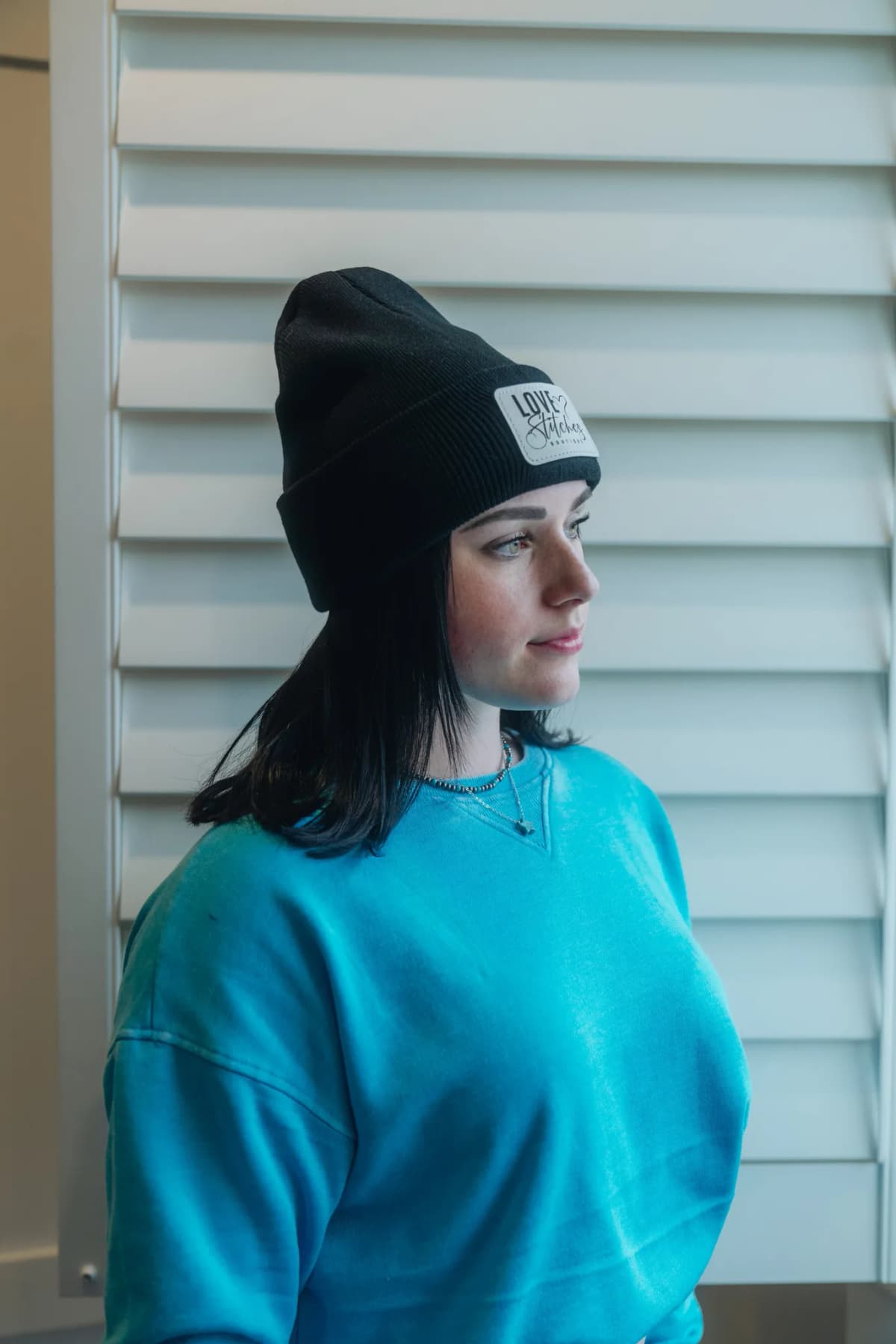 Boutique Beanie Winter Hats Love Stitches Logo Lasting Impressions CT (Black)