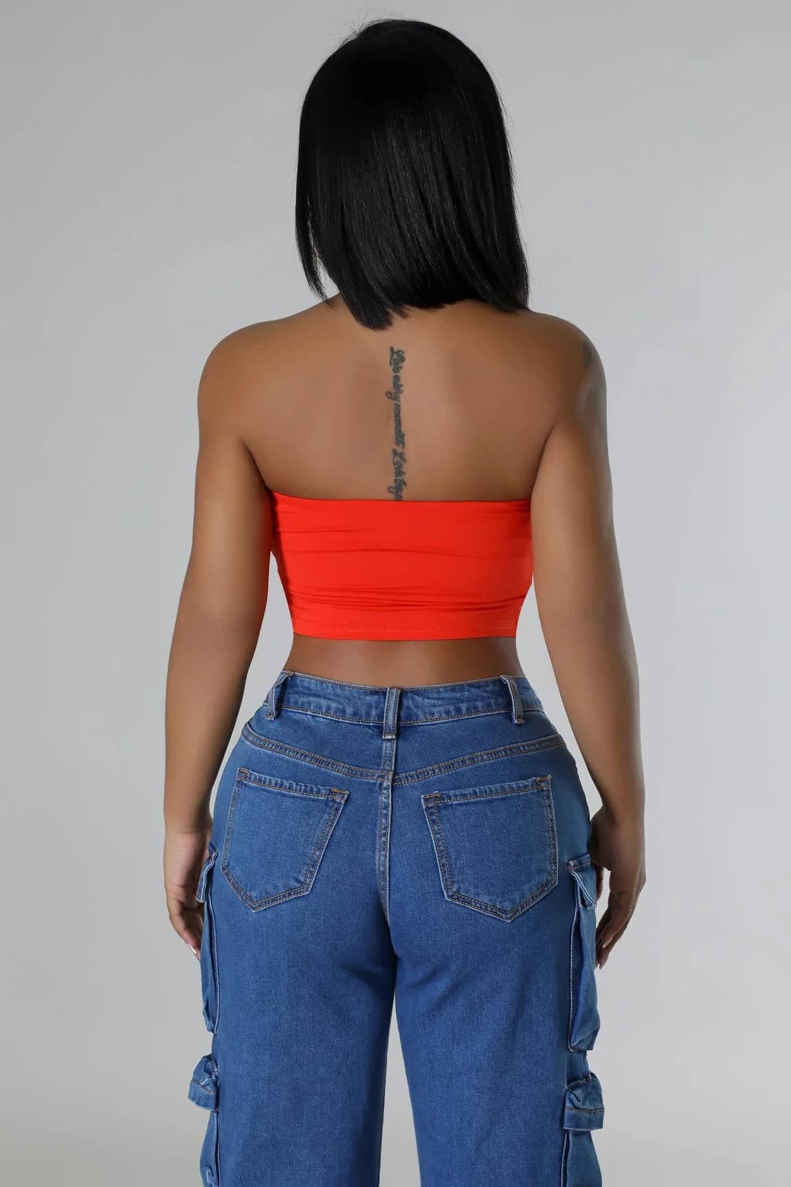 Double Layered Tube Crop Top 5besties inc (Red)