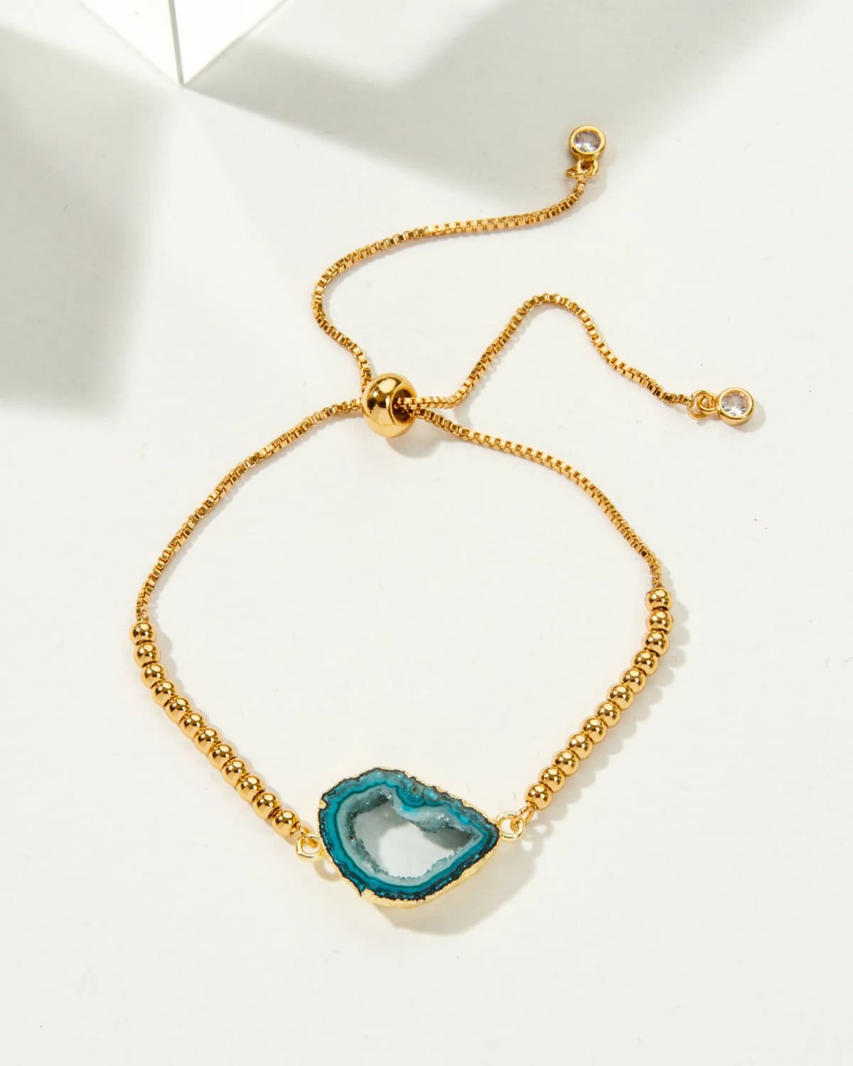 Luna Norte Golden Elements Adjustable Bracelet Teal Geode
