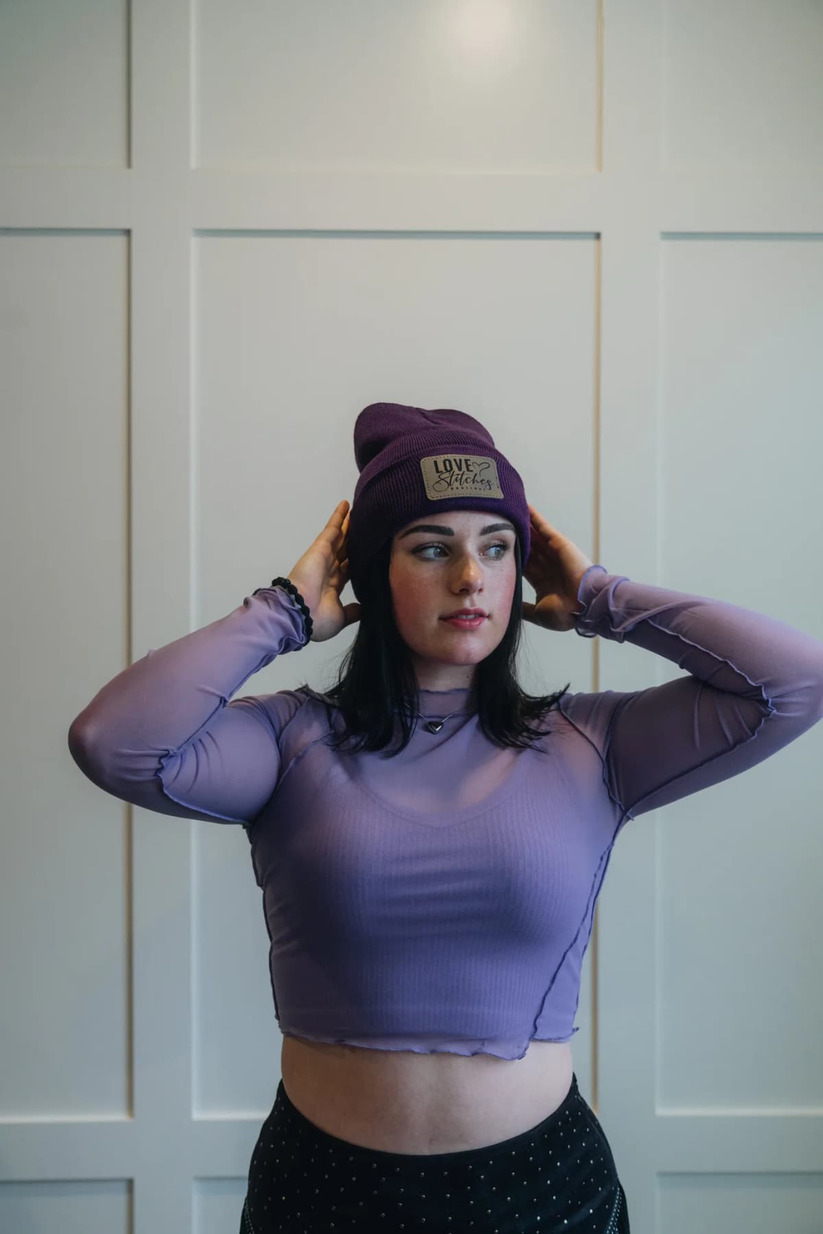 Mesh Merrow Edge Detail Long Sleeve Top My Store