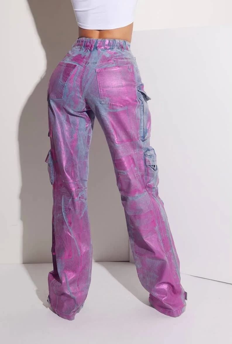 Restocked! Metallic Chic Pink Cargo Pants by WFFS