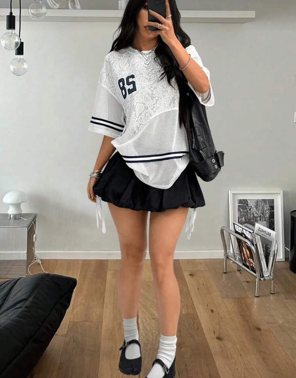 Contrast Floral Mesh White Jersey Number 28
