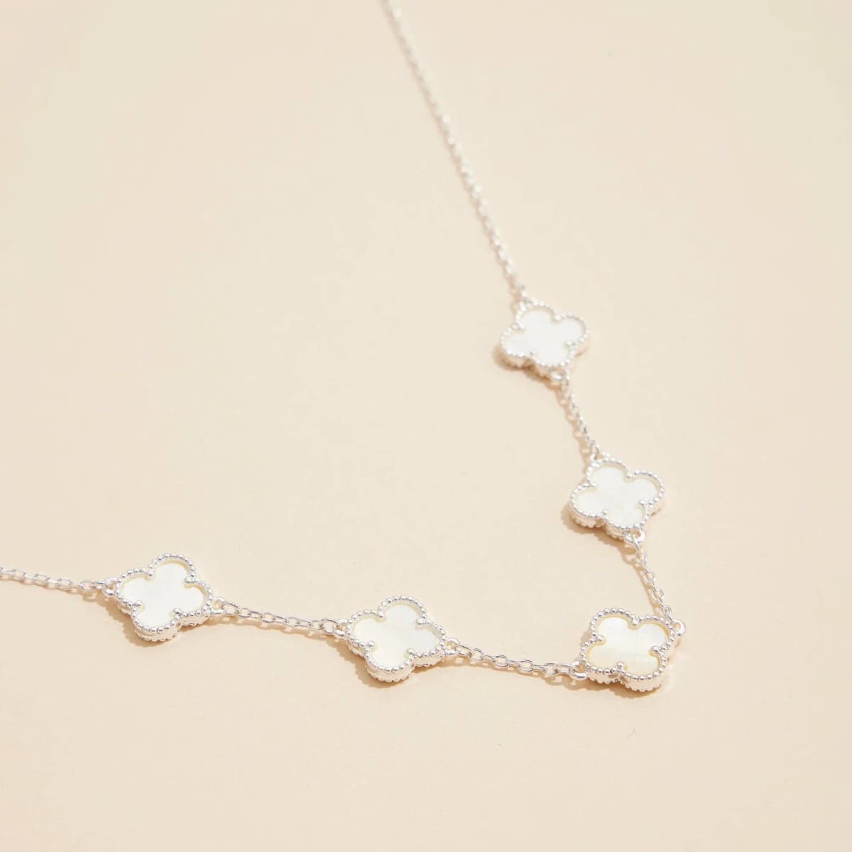 Gold Chain Clover Necklace with Shell Inlay Charms Reversible