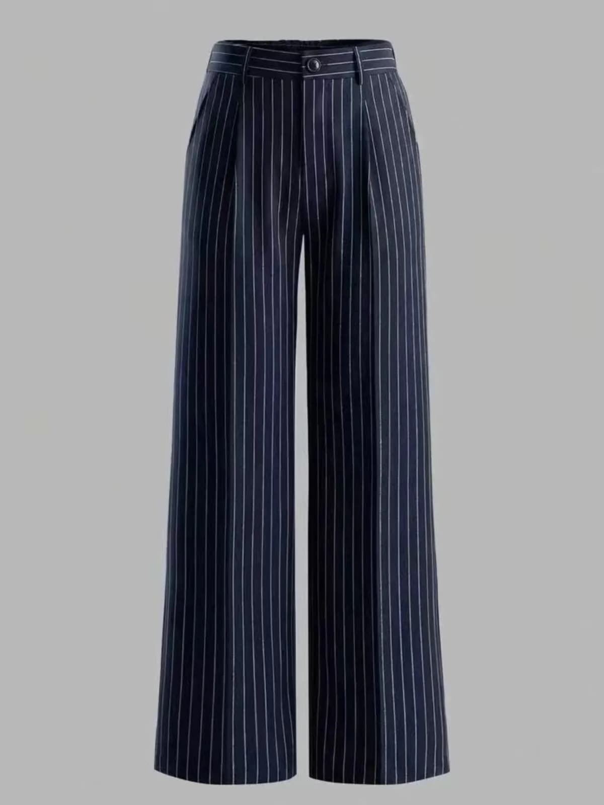 High-Waisted Striped Wide-Leg Pants