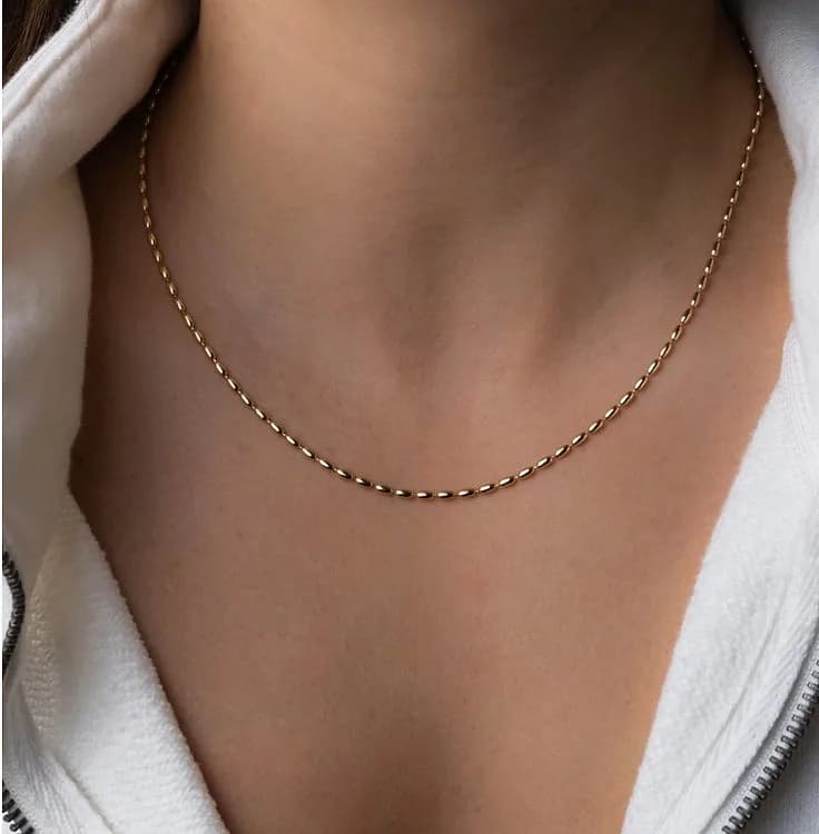 14K Rice Bead Necklace by Sami Jewels