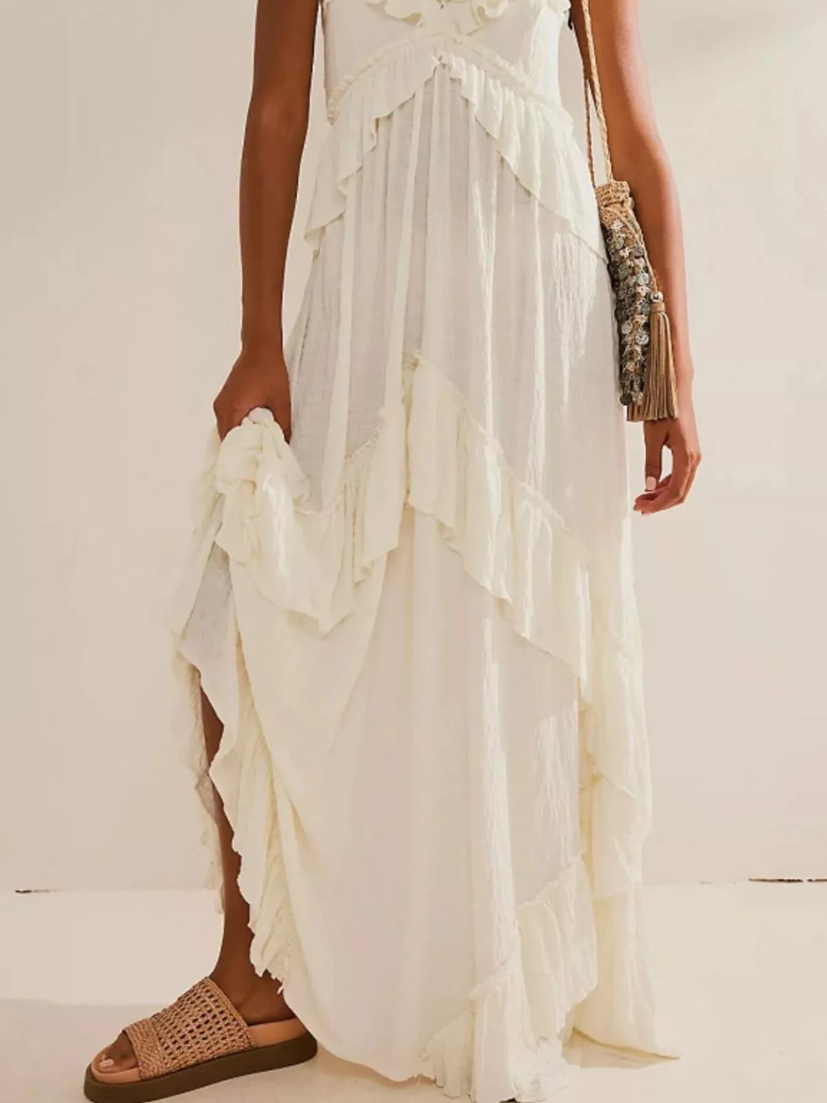 Ruffled Halter Neck Maxi Dress in Multiple Colors