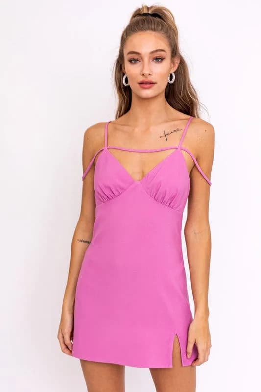 Strap Detail Mini Dress Multiple Colors