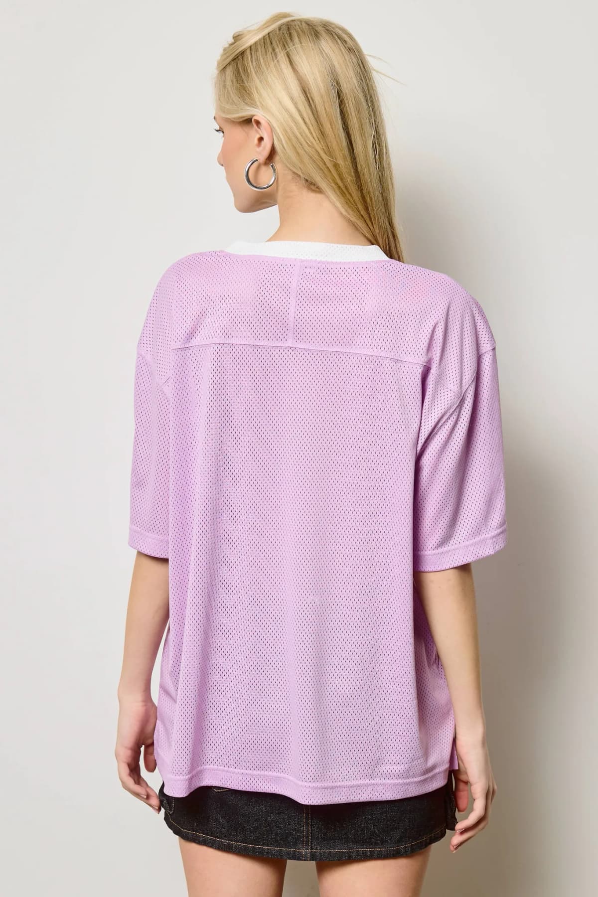 V Neck Sporty Jersey Shirt Top With Printed 89