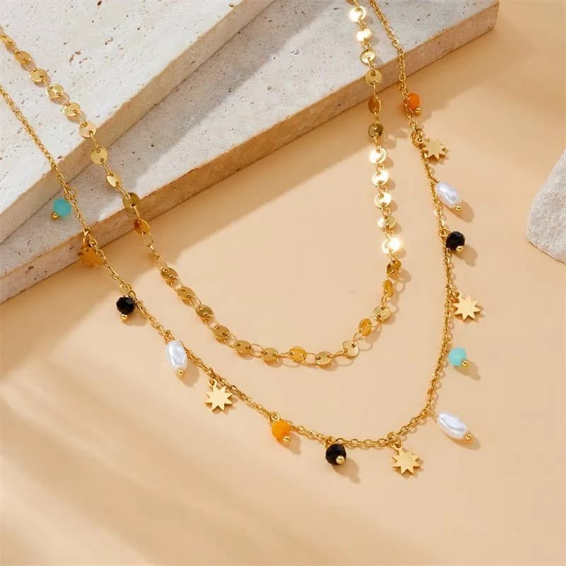 18K Stainless Steel Tarnish Free Seedbead Necklace